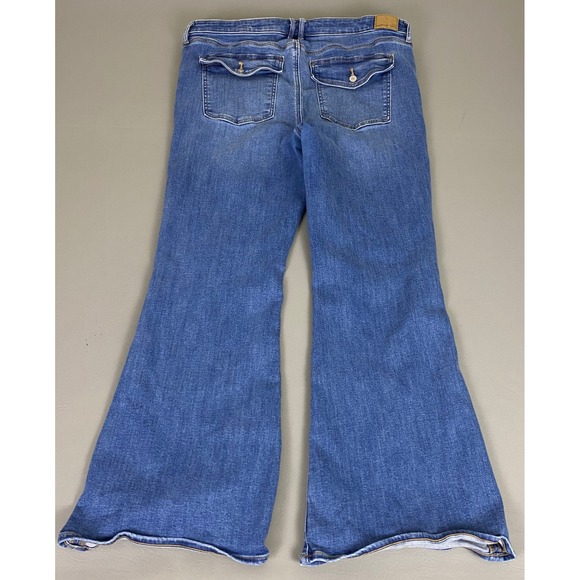 American Eagle Low Rise Flare Jeans Women's Plus Size 18 Blue Next Level Stretch - Picture 12 of 13